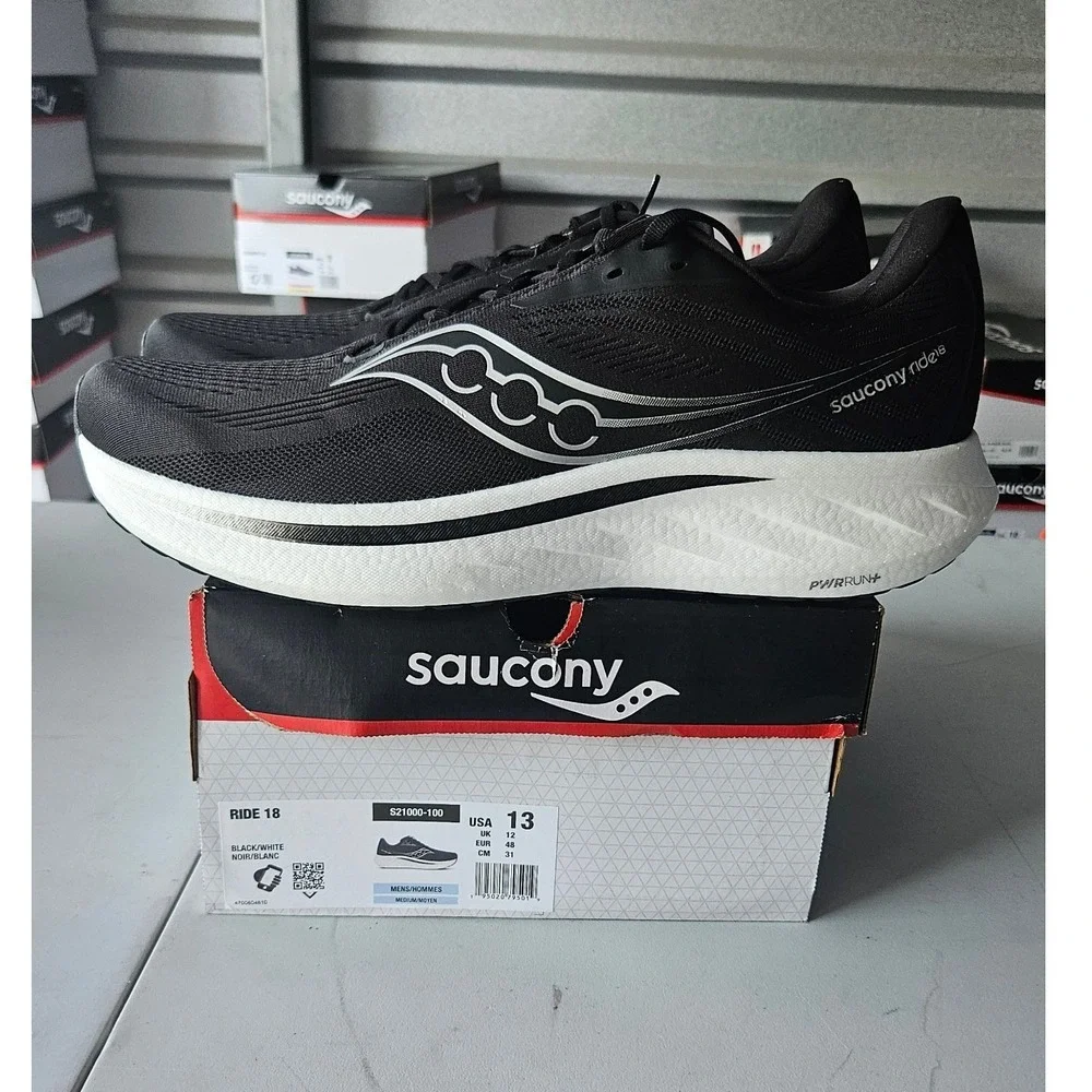 Saucony Ride 18 Mens Running Shoes Black White S21000-100 Size 13 NEW